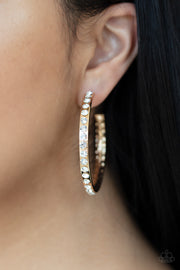 Global Gleam - Gold Rhinestone Hoop Earrings