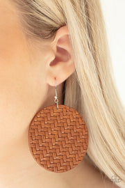 Plaited Plains - Brown Vegan Leather Earrings