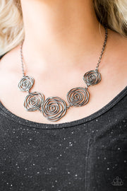 Rosy Rosette - Gunmetal Necklace