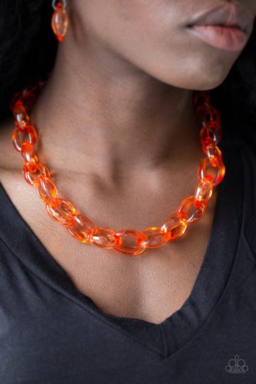 Paparazzi Ice Queen - Orange Acrylic - Necklace