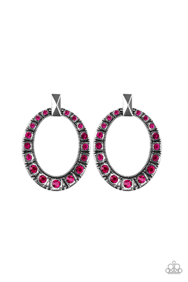 All For GLOW - Pink Rhinestone Earrings