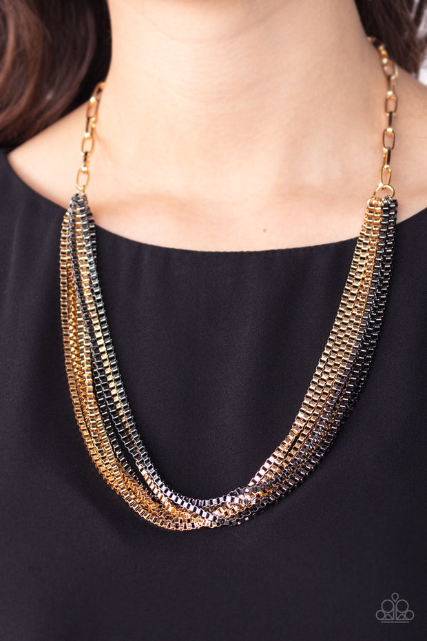 Beat Box Queen - Gold and Gunmetal Necklace