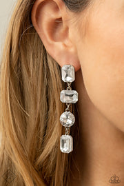 Cosmic Heiress - White Rhinestone Earrings