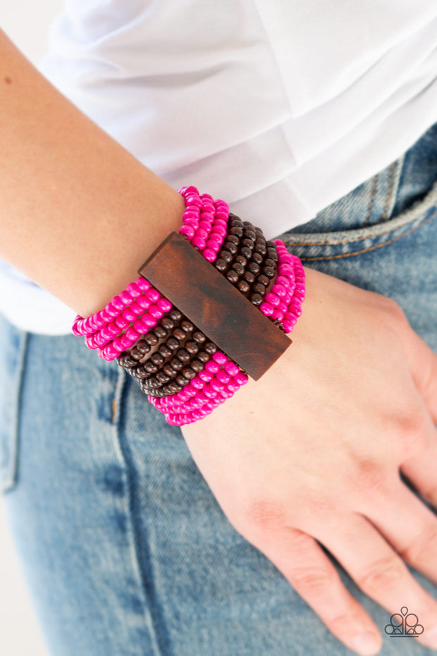 JAMAICAN Me Jam - Pink Wooden Bracelet