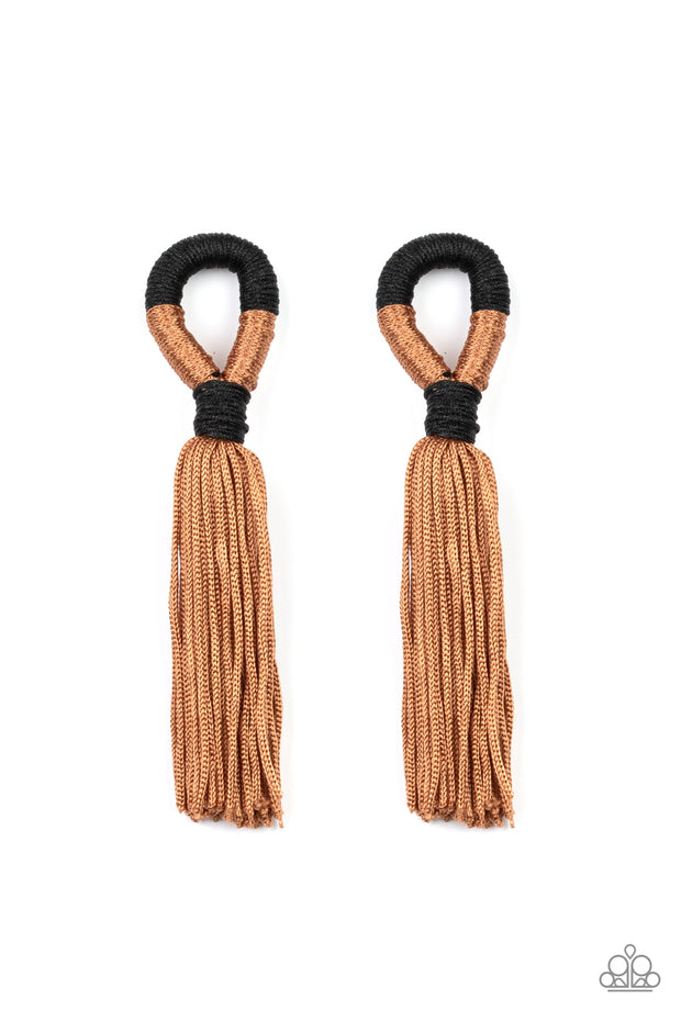 Moroccan Mambo - Brown Tassel Earrings