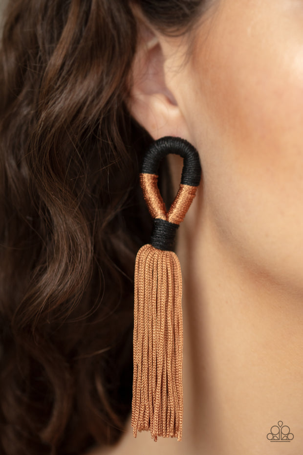 Moroccan Mambo - Brown Tassel Earrings