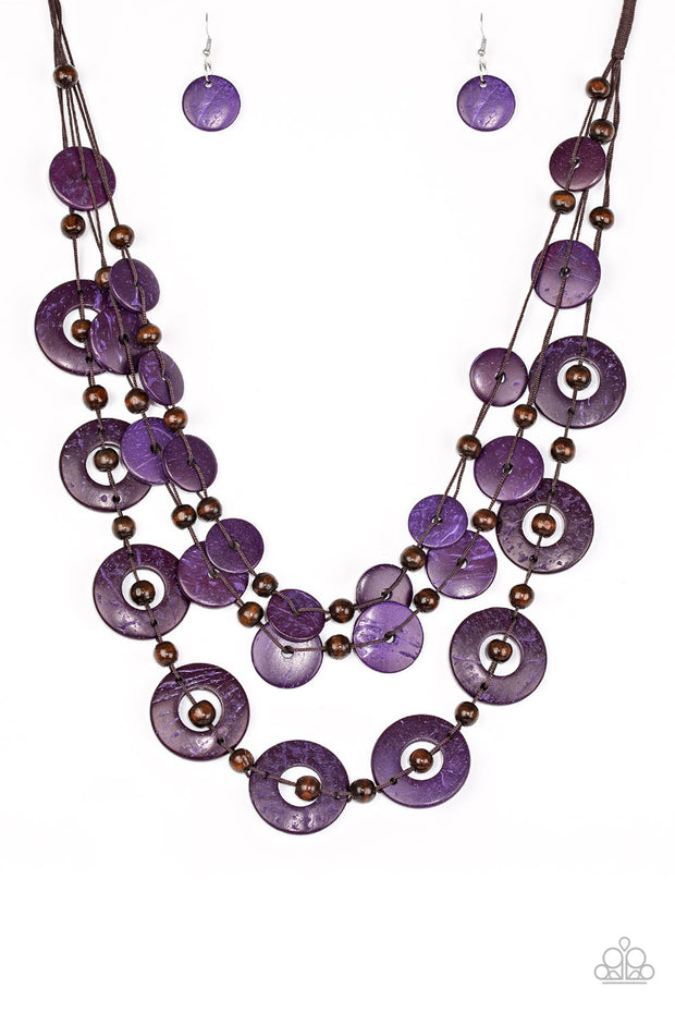 Catalina Coastin - Purple Wooden Necklace