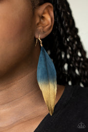 Fleek Feathers - Blue and Gold Earrings
