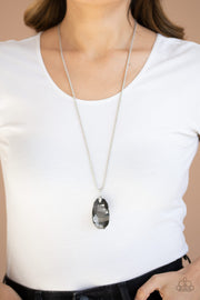Gemstone Grandeur - Silver Rhinestone Long Necklace