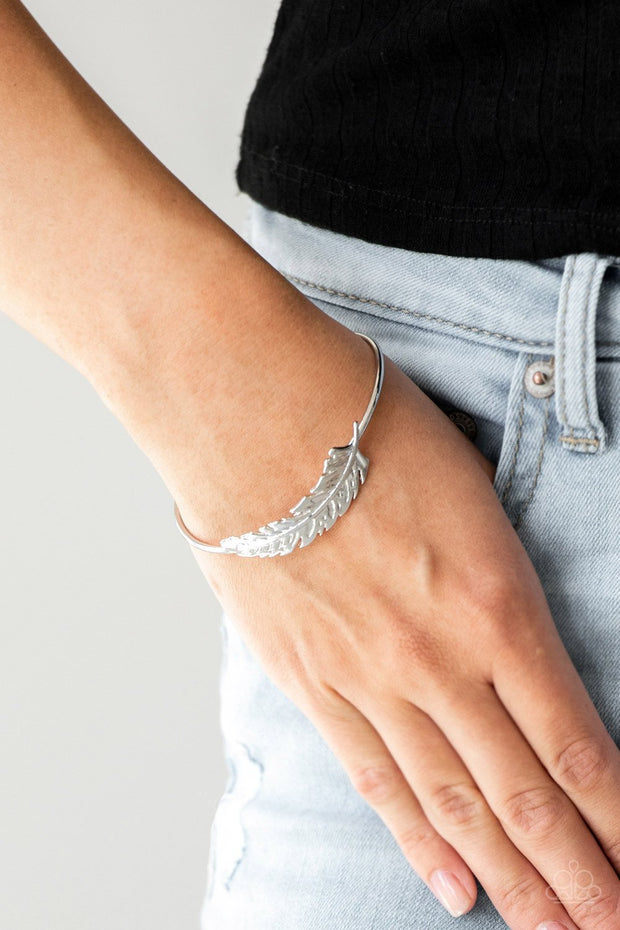 How Do You Like This FEATHER? - Silver - Cuff Bracelet