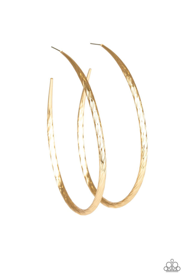 "Fleek All Week" Gold Etched 3" Diameter Large Hoop Earrings