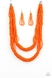 Right As RAINFOREST - Orange Seed Bead Necklace