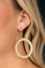 Haute Halo - Gold Rhinestone Earrings