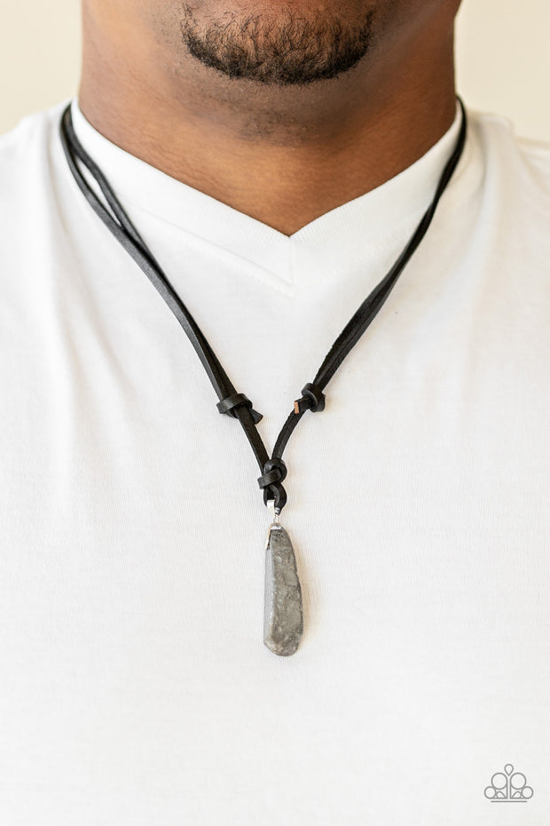 Am I METEORITE? - Silver Hematite Pendant Necklace on Leather Cord