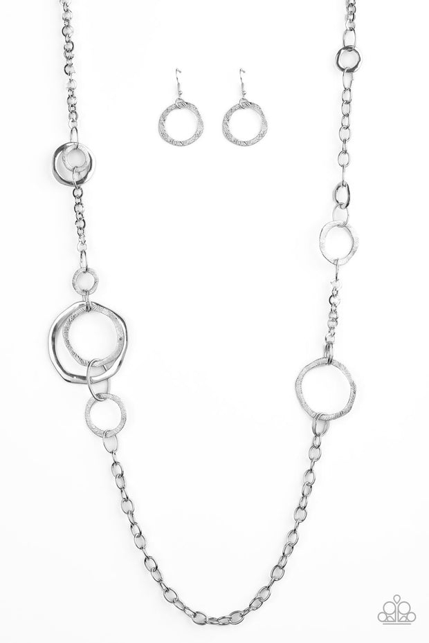 Paparazzi Amped Up Metallics - Long Silver Necklace