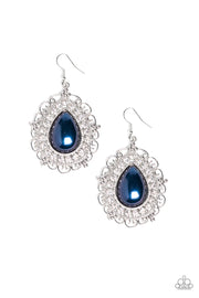 Incredibly Celebrity - Blue Rhinestone Earrings