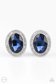 Only FAME In Town - Blue Clip-on Rhinestone Earrings