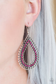 Mechanical Marvel - Pink Rhinestone Earrings