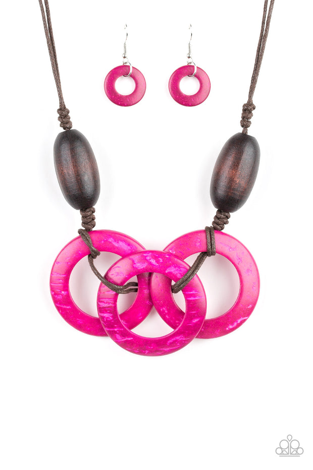 Pink wooden Paparazzi necklace
