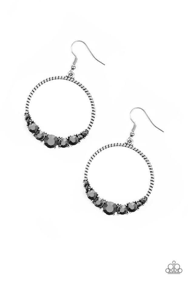 Self-Made Millionaire - Silver rhinestone earrings