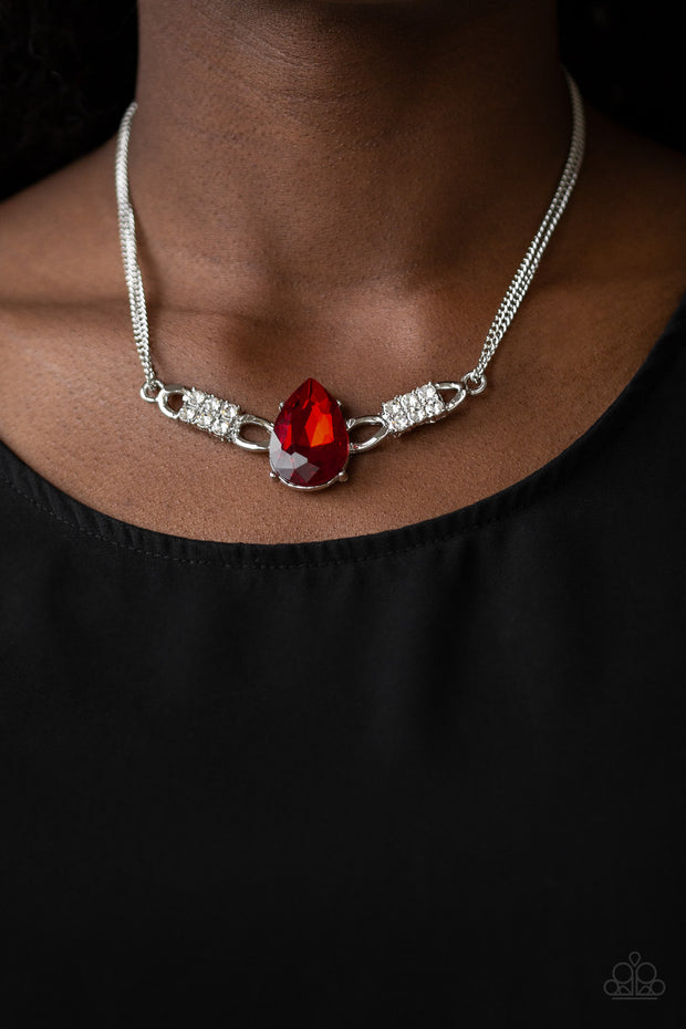Way To Make An Entrance - Red Rhinestone Necklace