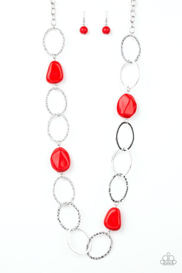 Modern Day Malibu -  Long Red Necklace