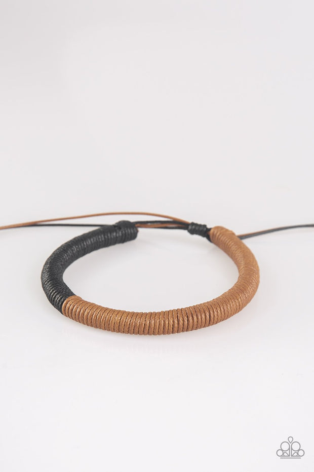 Tracker and Field - Paparazzi - Brown and Black Cording Urban Bracelet