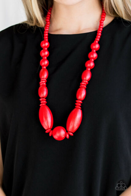 Summer Breezin' Red Wood Necklace