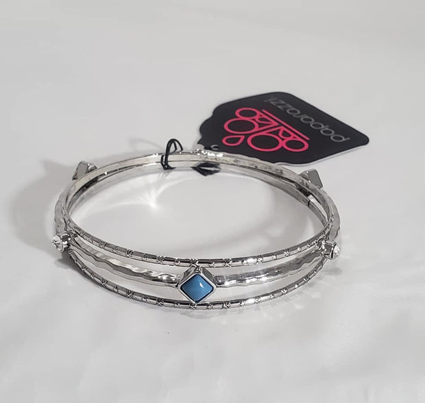 Blue SUNSET FUSION Silver Bangles